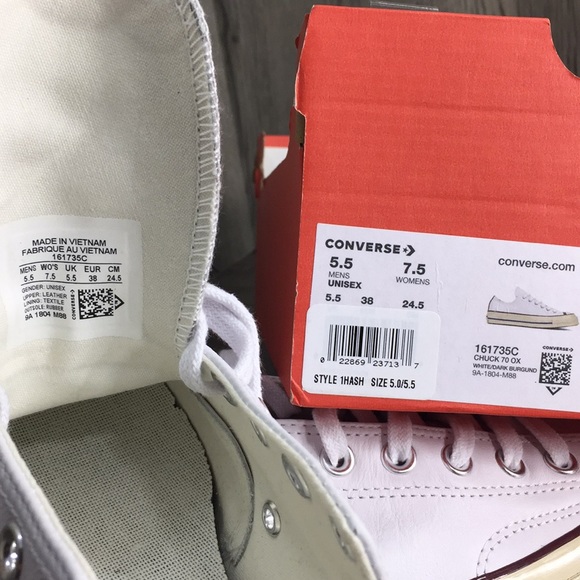 Converse CHUCK 70 OX white/dark burgundy - Picture 3 of 8